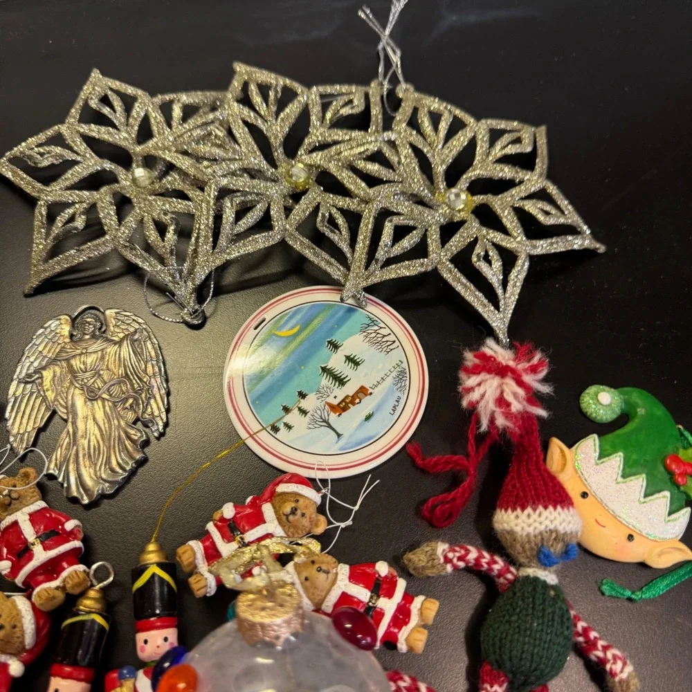 Christmas Ornament Lot Multicolored Vintage Eclectic Mix